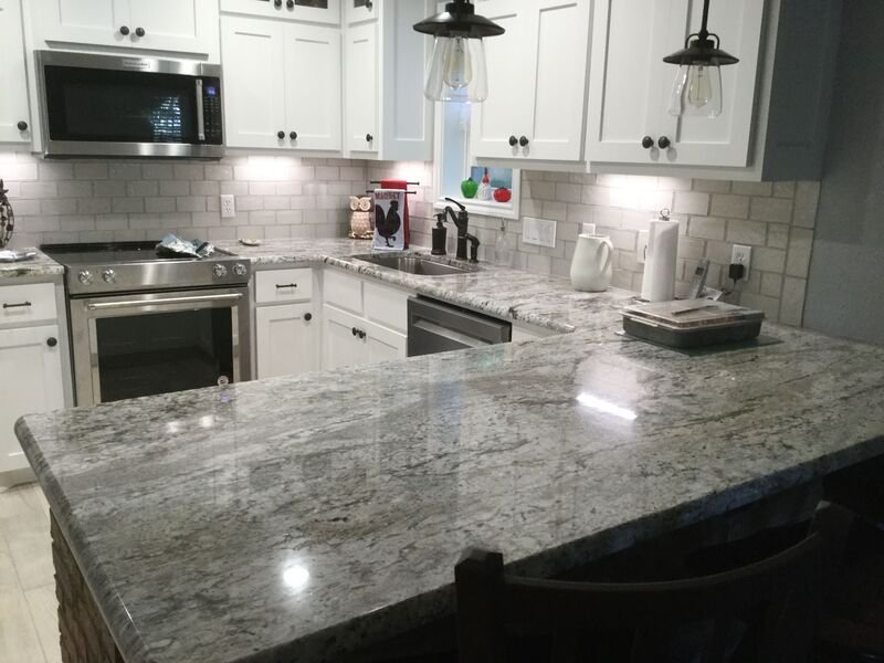 blue dunes on kitchen countertop